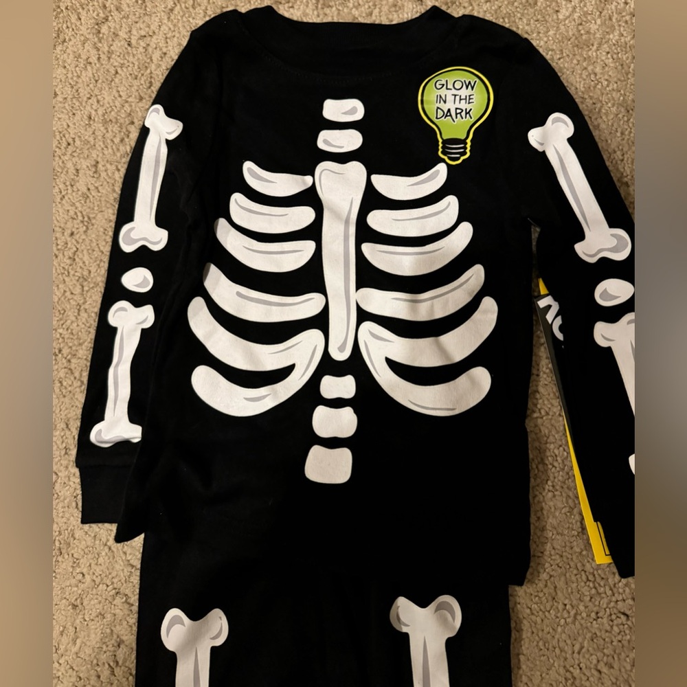 Komar Kids Halloween Skeleton 2 Piece Pj Glow in the Dark Unisex 18 Months - Picture 3 of 5